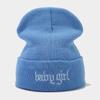 Korean Fashion Babygirl Embroidered Letter Knitted Hat Women's Trendy Round Machine Cold Hat Autumn Winter Street Hat