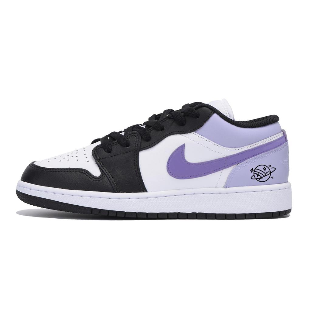 Jordan Air Jordan 1 Vintage Basketball Shoes Women's Low top Black/Purple 553560-131(Team85-S-BOX-A)