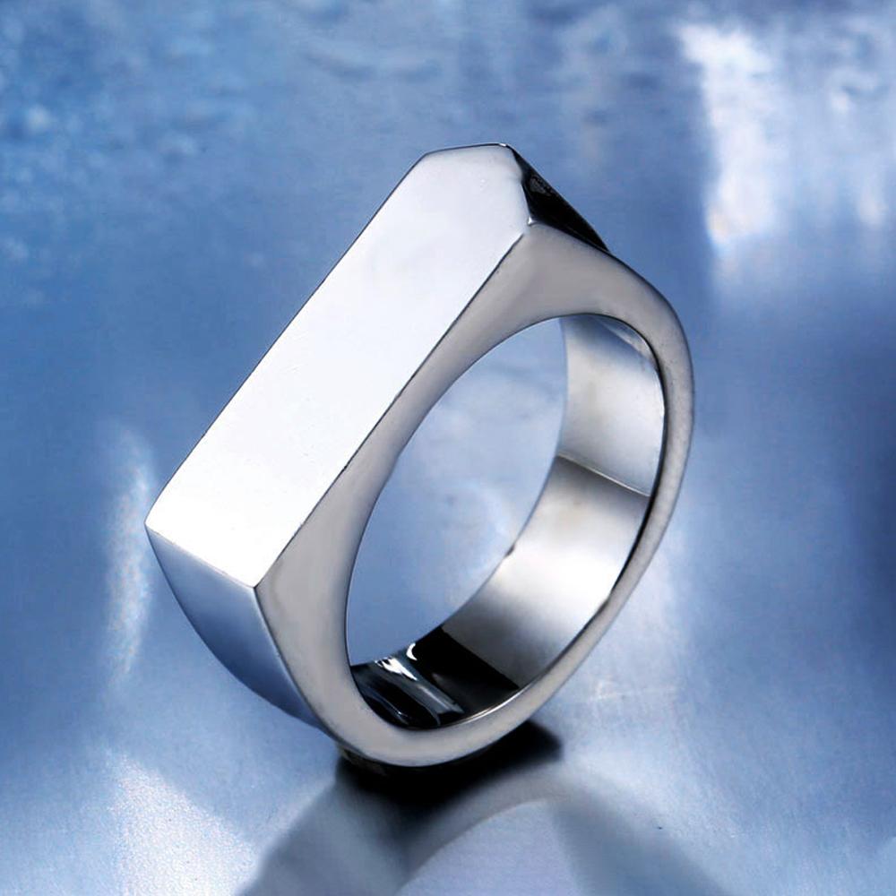 Модные простые кольца из нержавеющей стали 316L для мужчин и женщин, Панк Хип-Хоп, Квадратное кольцо-печатка с плоским верхом, Шарм, Вечерние украшения, Подарки