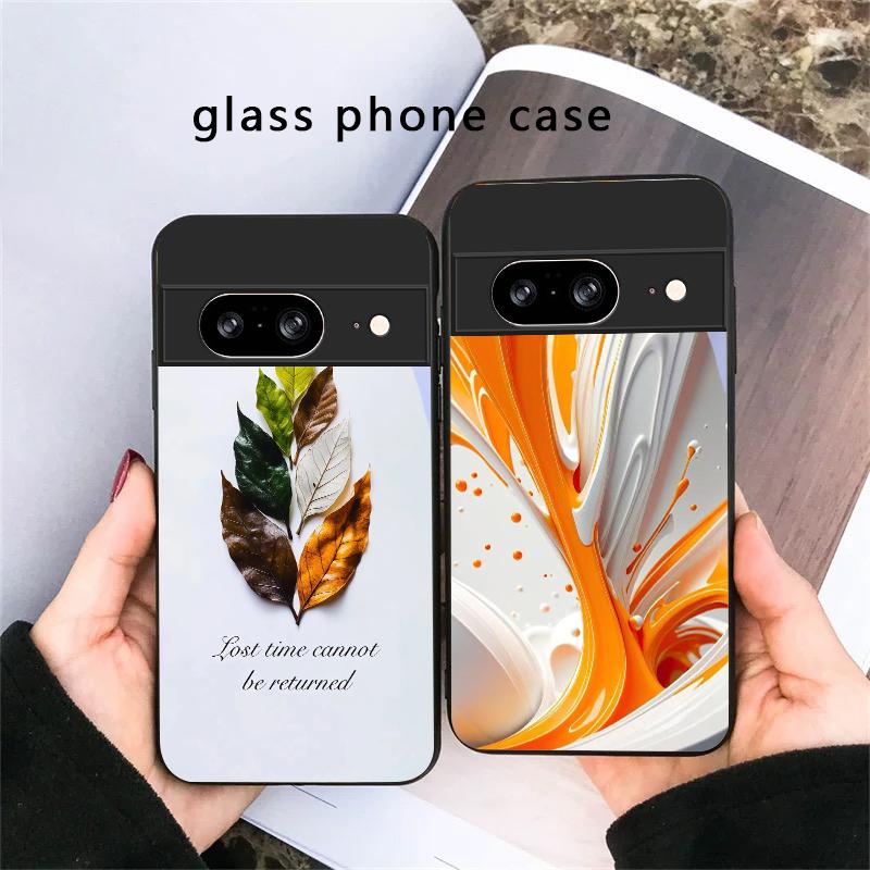 Каменная накладка со следом животного для Google Pixel 8 7 9 10 Pixel 10 Pro XL Pixel 9 Pro XL Pixel 8a 7a Pixel 7 Pro Черный стеклянный чехол для телефона