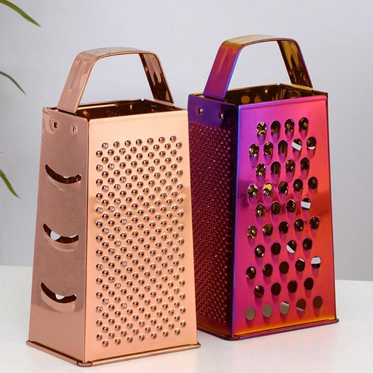 GS403 Kitchen Multi Function Stainless Steel 4 Sided Fruit Vegetable Manual Grater With Gold Red Grey Rose Rainbow