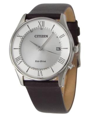 Мужские часы CITIZEN Eco-Drive с радиоконтролем, на солнечной батарее, с ремешком из натуральной кожи и сменным ремешком AS1060 (Серебряный)