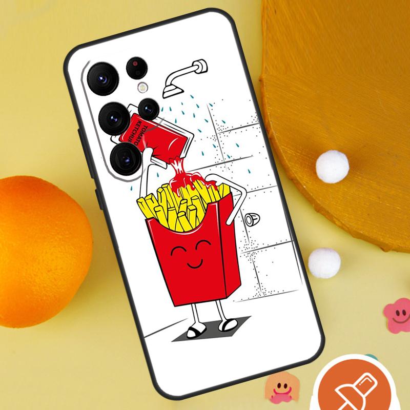 Чехол для телефона с рисунком Картофель фри, Бургер, Пицца для Samsung Galaxy S25 Ultra S24 S23 S22 S21 Ultra S9 S10 Plus S20 FE Funda Cover