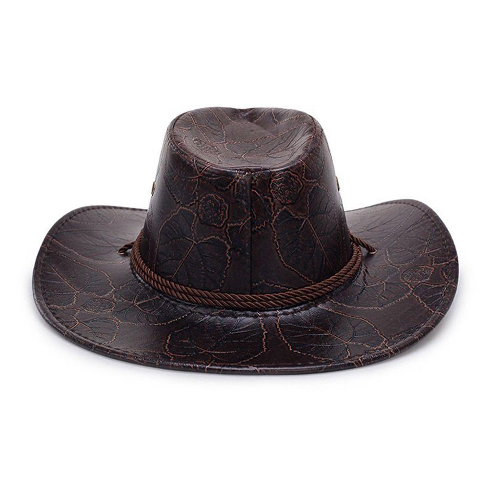 Western Cowboy Hat Leather Sun Hats Fashion Knight Caps  Men Women