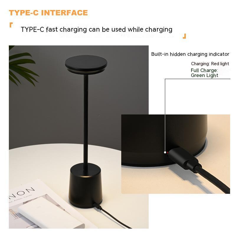 Rechargeable Wireless Bedroom Bedside Decoration Simple Metal Touch Led Table Lamp Creative Atmosphere Bar Lamp