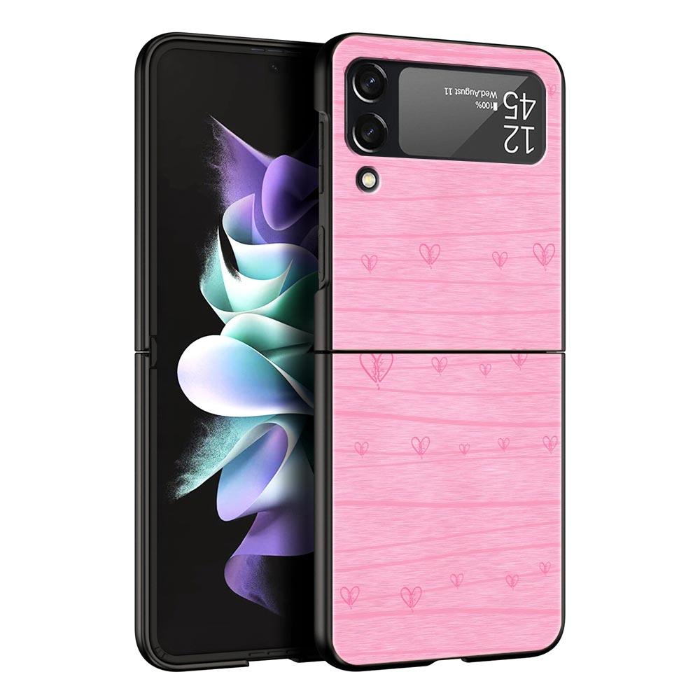 Золотой розовый блестящий чехол для телефона с сердечками для Samsung Galaxy Z Flip 3 4 5 Чехол для Samsung Z Flip3 Flip4 Жесткий чехол-бампер для ПК