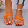 2025 WoMen Design Flat Heels Squared Toe Soft Bottom Flip Flops Beach Ladies Slides Retro Women Roman Summer Women Slippers