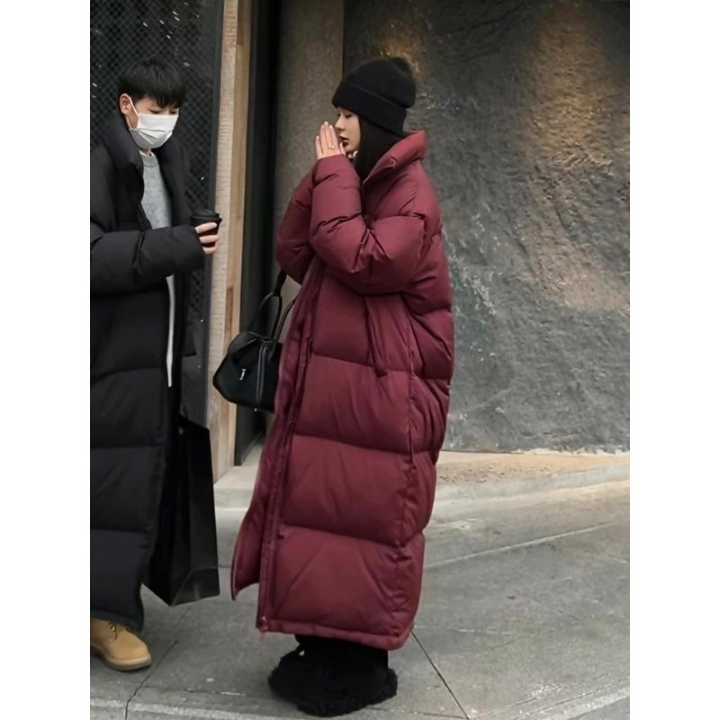 2023 Новые зимние толстые теплые длинные пуховики женские свободные воротник-стойка шарф-пуховик свободные хлопчатобумажные утолщенные куртки-хлебки пальто модные женские парки