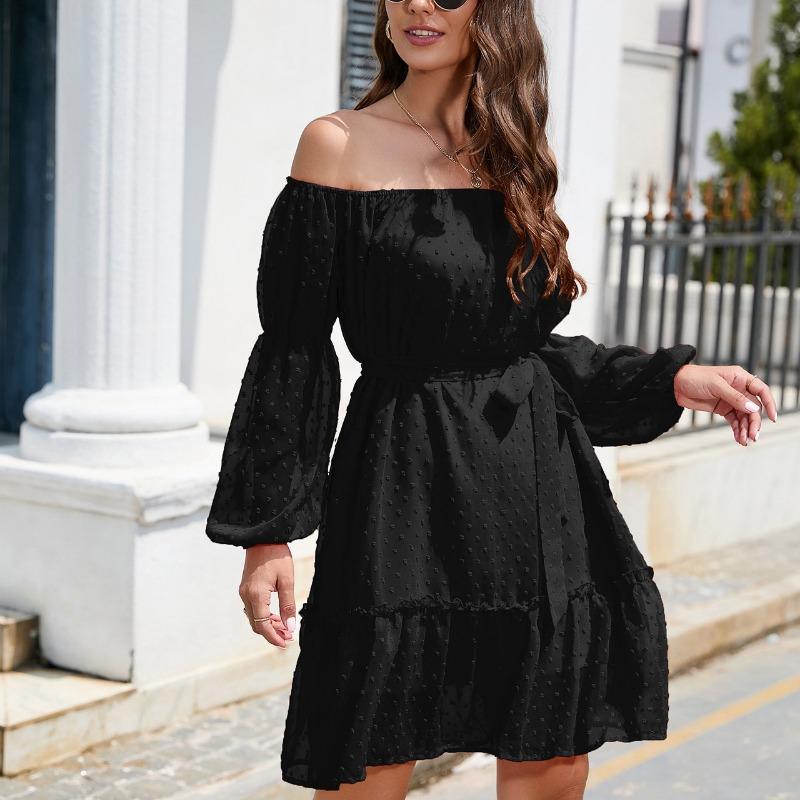 DAFIFY Женская мода лето весна однотонный принт с длинным рукавом на одно плечо с высокой талией повседневные платья