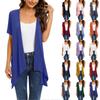 Women's Fashion Solid Color Irregular Short Sleeve Cardigan Pocket Coat