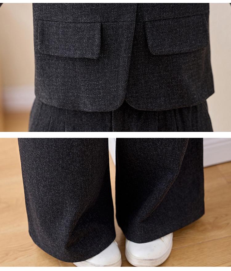 Spring 2025 Women's Fashion Suit: Three-Piece Temperament Vest with High Waist Wide-Leg Pants (ME5501)