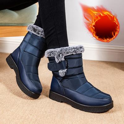 Водонепроницаемые плюшевые ботильоны женские зимние нескользящие теплые ботинки из искусственного меха женские туфли на плоской подошве с застежкой-липучкой из хлопка