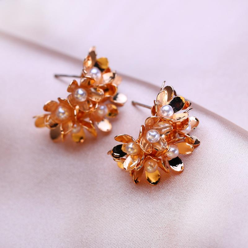 KNIKOO Серьги-гвоздики для женщин, модные жемчужные серьги, ювелирные изделия для свадьбы, вечеринки, серьги с цветами, подарки