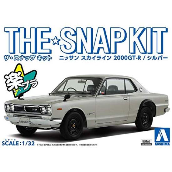 Aoshima Bunka Kyozai Серия The Snap Kit Nissan Skyline Серебристый Пластиковая модель ООО. (АОСИМА) 1/32 2000GT-R Предварительно окрашенный 09-A