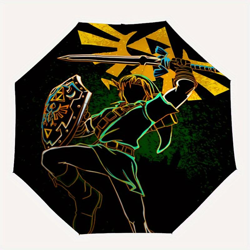 Автоматический ветрозащитный складной зонт Legend of Zelda, Компактный дорожный зонт для всех случаев, Мультяшный портативный компактный зонт a0823063