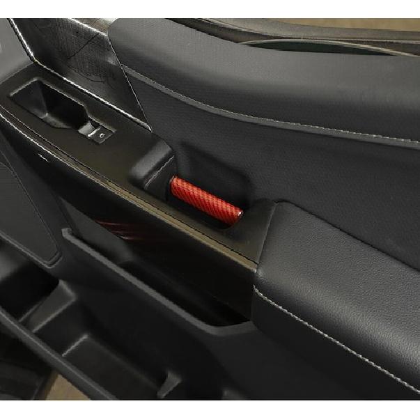 For - Ford F150 F-150 Red Carbon Fiber Inner Door Grab Handle Cover Trim