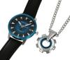 Police REACTOR Stainless Steel Necklace & Watch Set (BL) with Exclusive Box