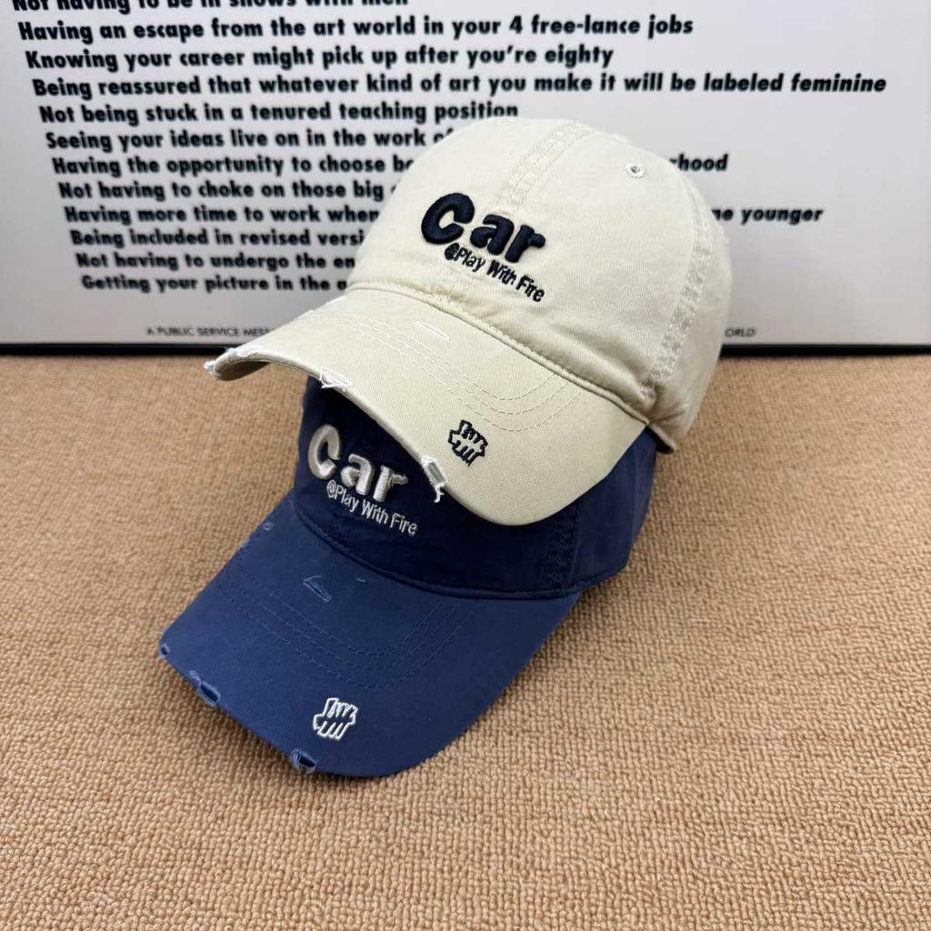 Old Ripped Car Alphabet Baseball Cap Men's and Women's Soft Top Comfortable Sun Cap American Casual Cap