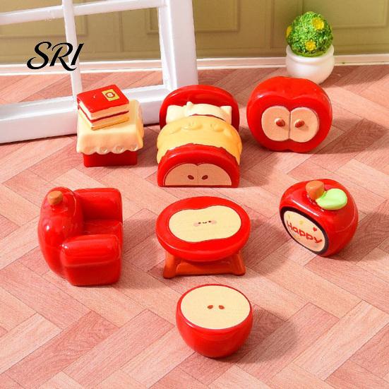 Desk Accessories Miniature Dollhouse Furniture Mini Resin Fruit Theme Sofa Bed Office Accessory Table Bookshelf Statue for Fairy Garden Micro