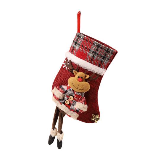 Christmas Stockings Large Plush 3D Santa Snowman Reindeer Bear Hanging Stockings for Mantel Tree Fireplace Holiday Party Decor