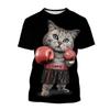 Summer Men's And Women's T-shirt Cute Cat Pattern 3D Printing Round Neck Funny Pet Print LargeSizeUnisexChildren's Top Pullover