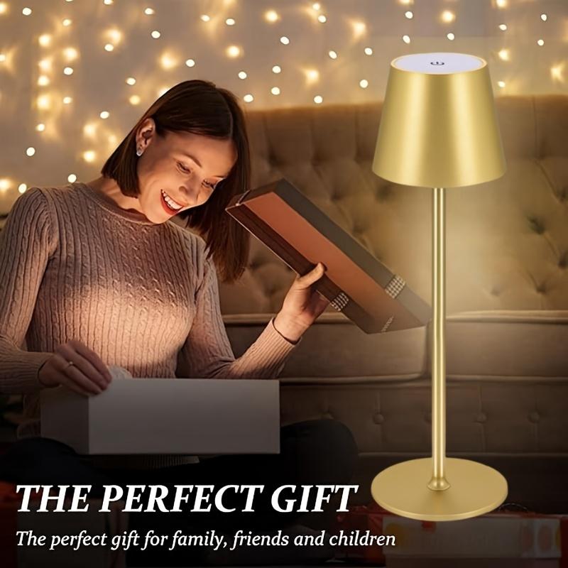 LED Table Lamp Rechargeable Touch 3 Colors Dimmable Desk Lamp For Bedroom Living Room Dining Room Bar Hotel Coffee Room Decor
