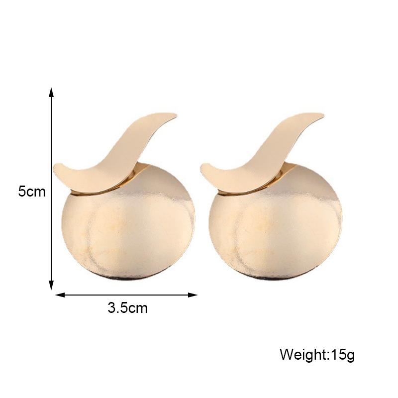 New Exaggerated Women's Hanging Earrings Gold Color Metal Round Uneven Folded Fan Dangle Earrings for Female