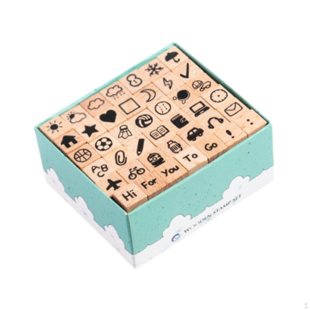 42 шт. Деревянные штампы Художественные ремесла Ручная работа Легкий ретро-дизайн Креативный резиновый