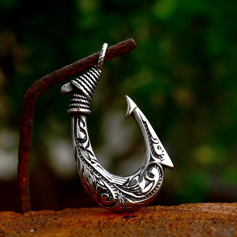 BEIER Viking Fishhook shaped pendant Pendant Necklace Quality Stainless Steel Biker Punk jewelry For Man BP8-1035