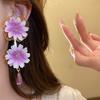 Sweet Fabric Flower Earrings Colorful Crystal Drop Earrings  Chinese Ancient Style