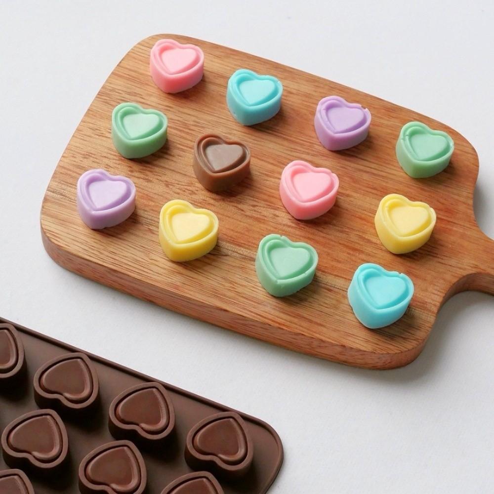 Bite Size Silicone Chocolate Molds 15 Holes Non-Stick Candy Molds Chocolate Heart Molds for Baker