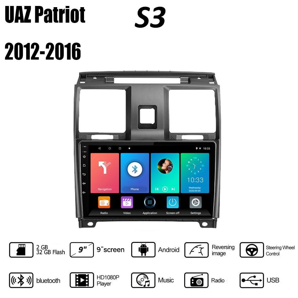 Беспроводная автомобильная радиостанция Carplay для УАЗ Патриот 2012-2016, автомобильный мультимедийный плеер, интеллектуальная система Android, WIFI, GPS-навигация, 2 + 32 ГБ