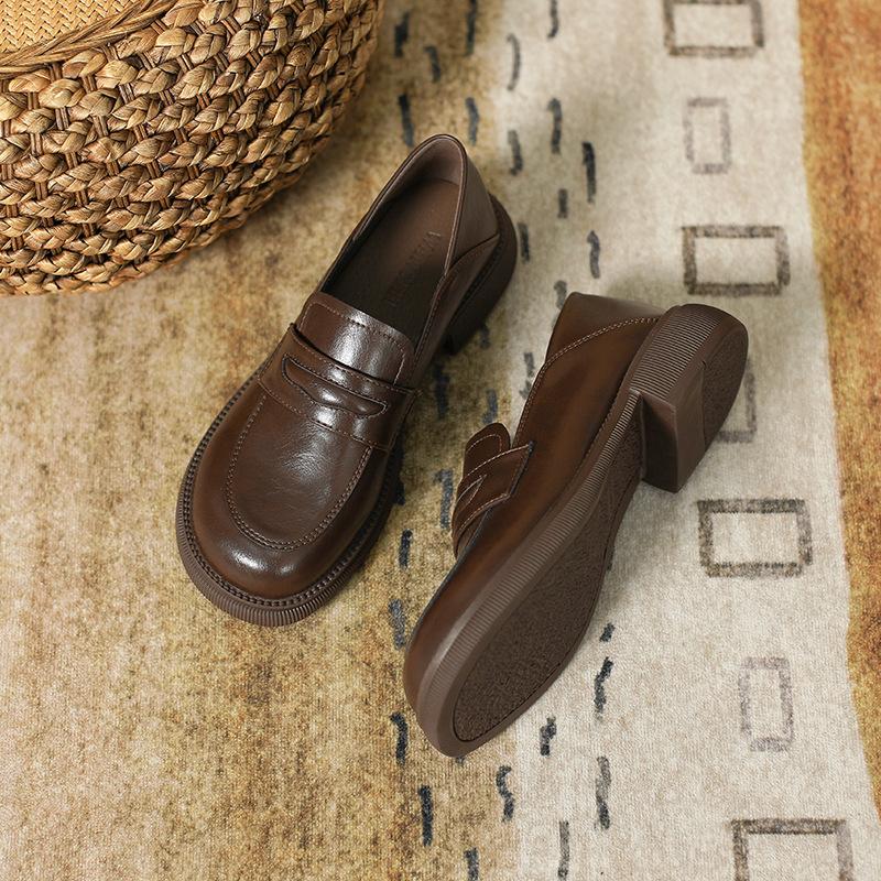 Французские туфли на платформе женские кожаные туфли с одной педалью из лакированной кожи с эффектом ленивой посадки ретро мягкие кожаные туфли из кожи