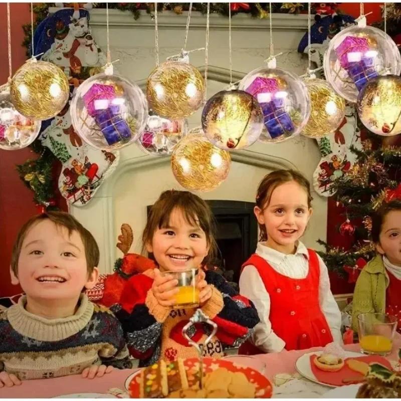 1/20PCS Transparent Fillable Christmas Balls DIY Xmas Tree Hanging Pendants Plastic Hollow Ball New Year Party Ornament Gift Box