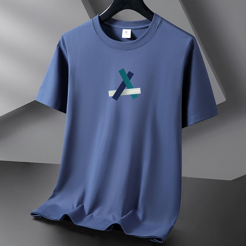 QICED Summer Short-sleeved T-shirt Men's O-neck Trend Bottom Shirt