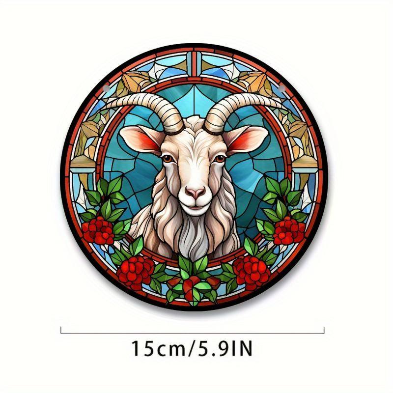 1pc 2d Flat Wood Animals Panda Print Stained Window Suncatcher Home Room Wall Decor Cat Pattern Wooden Sign - 20cm Round Wooden Hanging Pendant DIY