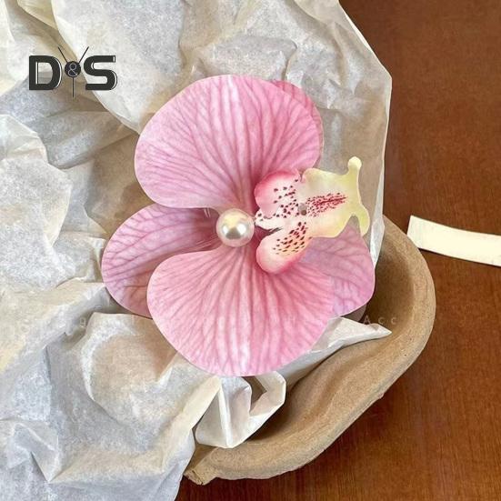 Искусственная заколка для волос в виде орхидеи-мотылька, богемный гавайский искусственный жемчуг, имитация цветка, зажим для волос в виде утконоса, заколка для волос, женские аксессуары для волос, головной убор