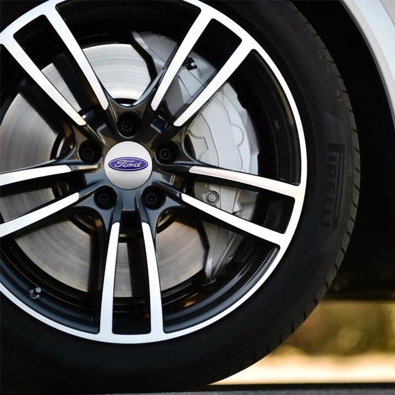 Car Sticker Ford 56mm Car Hub Cap Badge Sticker Metal Alloy For Ford Escape Edge Mondeo Taurus Fusion Mustang Focus mk2 mk3 mk4