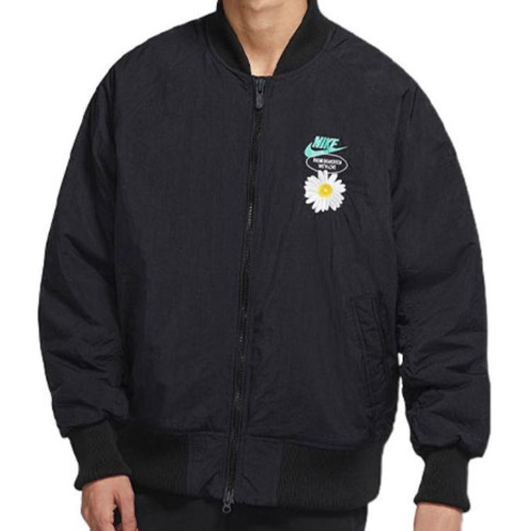 Nike Спортивная тренировочная хлопковая куртка с принтом маргаритки, мужская верхняя одежда, черная DM5019-010