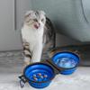 Складная двойная миска для собак, дорожная миска для воды и еды для собак, медленная кормушка для домашних животных, поилка для воды с зажимными фиксаторами для прогулок, походов, кемпинга
