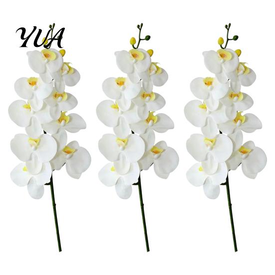 Long Lasting Fake Flowers for Interior Design Artificial Phalaenopsis Silk Orchid Flower Home Decor, Realistic Velvet Plant Reusable Faux Floral