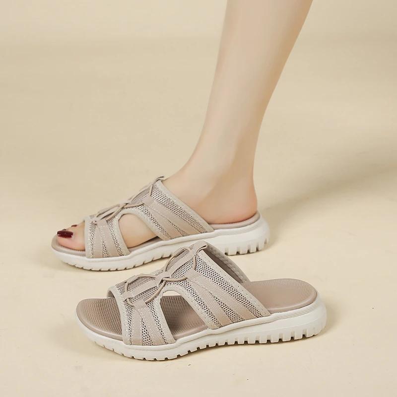 Модная распродажа женской обуви 2024 года, летние дышащие сетчатые повседневные женские тапочки, легкие удобные женские спортивные сандалии для отдыха на открытом воздухе