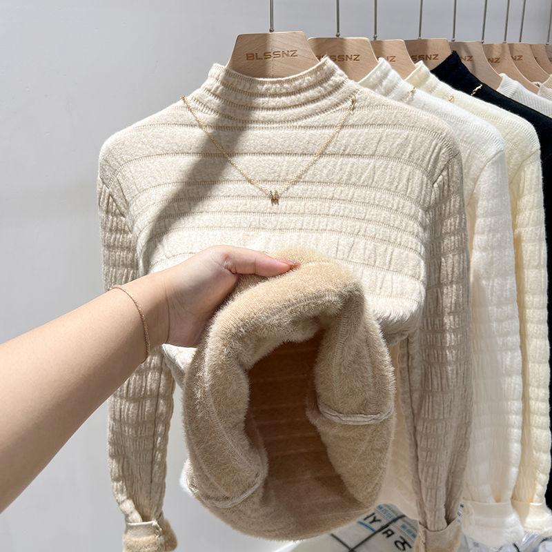 Женский свитер из искусственного меха норки Design Sense Integrated в сочетании с осенне-зимним полувысоким воротом и вязаным бархатным свитером для женщин