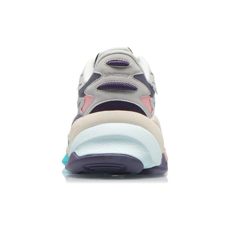 Li Ning CF Color Block Sports Shock Absorbation Rebound Low Top Lifestyle Casual Shoes Women Casual Shoes Purple Gray AGLR166-3
