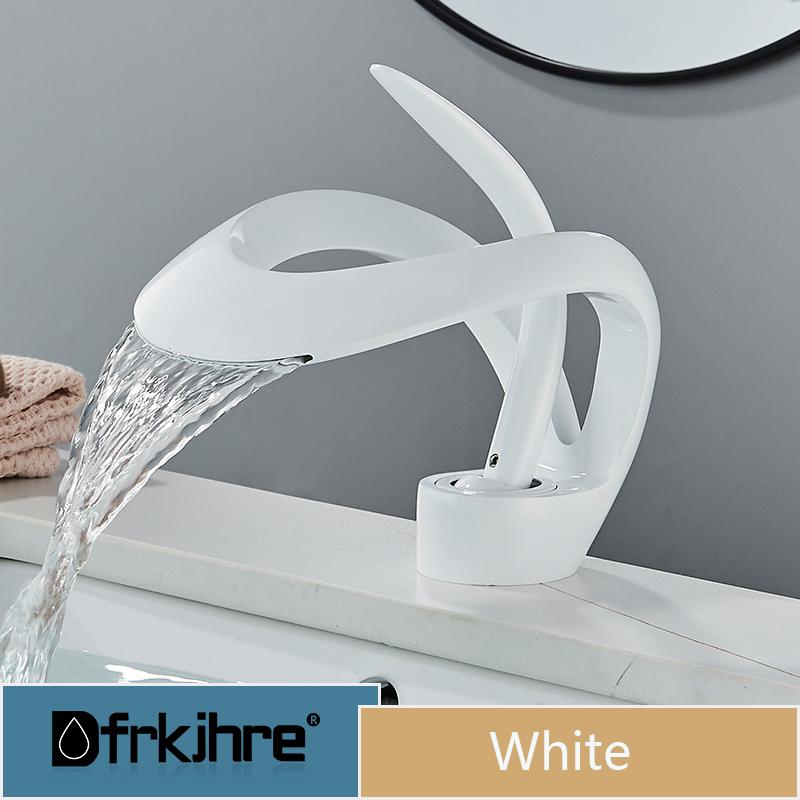 Роскошный белый смеситель для раковины в ванной, черный смеситель для раковины с водопадом, латунный смеситель для раковины с горячей и холодной водой