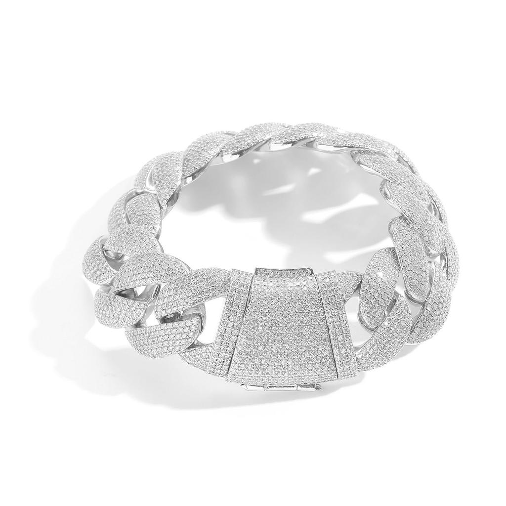 BES Luxury Fashion Hip Hop Jewelry 22mm Wide Heavy Bubble Cuban Bracelet Bling CZ Iced Out Miami Cuban Link Chain Bracelet Men