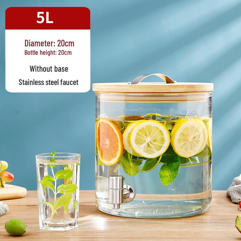 Термостойкая стеклянная бутыль для пивоварения вина с краном – Идеально подходит для вина, фруктового чая, лечебных настоев и напитков для самообслуживания