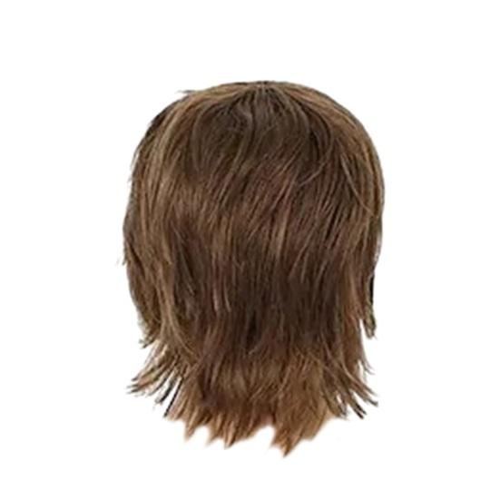 Wig Short With Curly Men Bangs Vintage Fluffy Natural Looking High Temperature Fiber Male Wavy Blonde Black Synthetic Hair