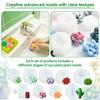 9Pcs Succulent Silicone Mold 3D Succulent Cactus Candle Molds Safe Cactus Flower Resin Mold for Scented Candles Soaps Making