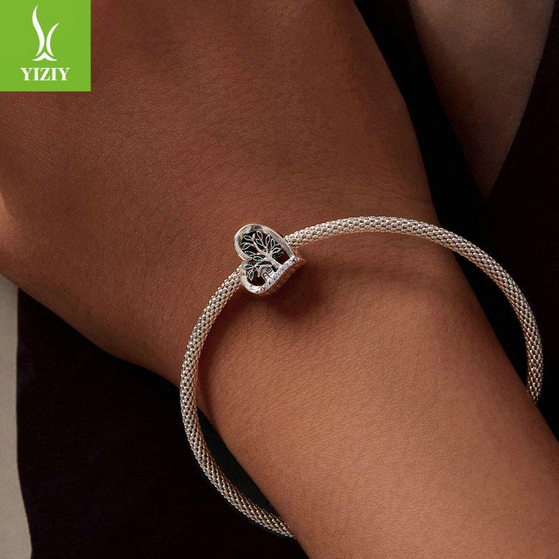Инь Цзыюнь Сердцевидный Стерлинговое серебро 925 пробы Семейное дерево DIY Браслет Бусины